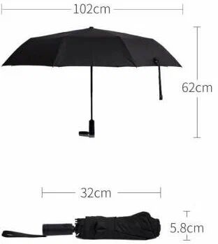 Зонт с фонариком KongGu Reverse Ten Bone Automatic Lighting Umbrella (Black) - 5