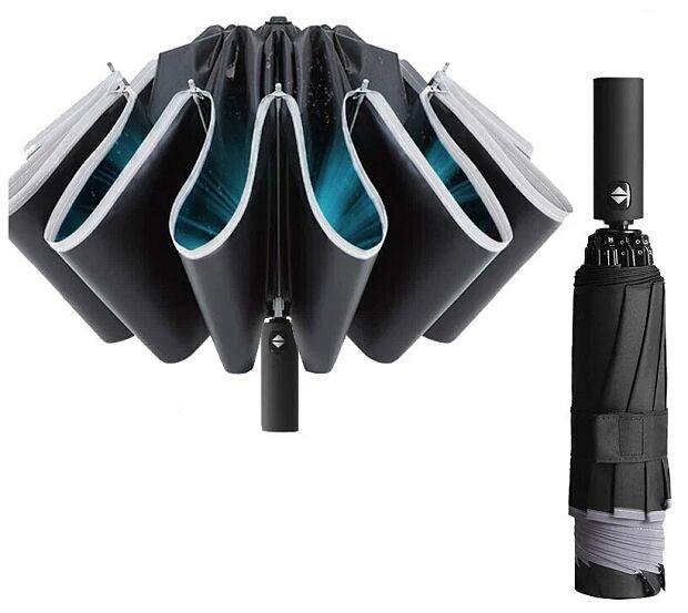 Зонт с фонариком KongGu Reverse Ten Bone Automatic Lighting Umbrella (Black) - 1
